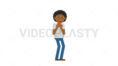 Black Casual Man Scared Stock Animation