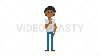 Black Casual Man Talking on Microphone Stock Animation