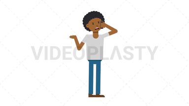 Black Casual Man Talking on Phone Angry Stock Animation