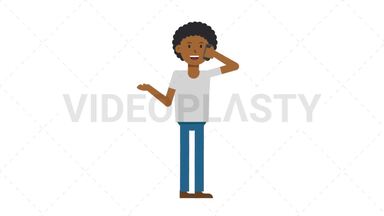 Black Casual Man Talking on Phone Happy Stock Animation