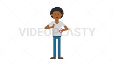 Black Casual Man Using Disinfectant Spray Stock Animation