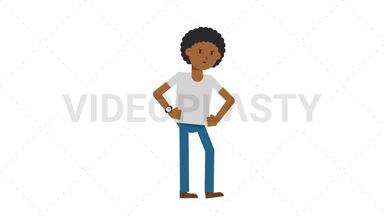 Black Casual Man Waiting Stock Animation