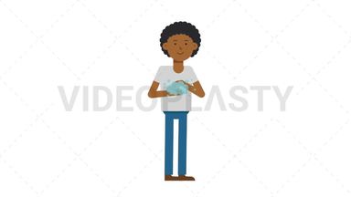 Black Casual Man Washing Hands Stock Animation