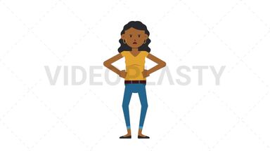 Black Casual Woman Angry Stock Animation