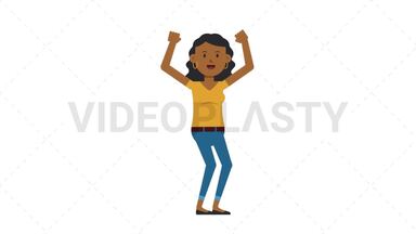 Black Casual Woman Cheer Stock Animation