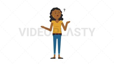 Black Casual Woman Confused Stock Animation