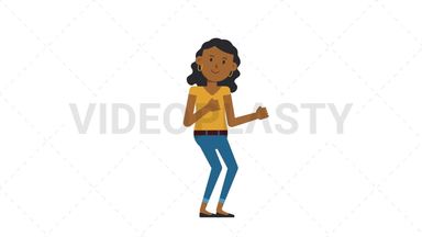 Black Casual Woman Dancing Stock Animation