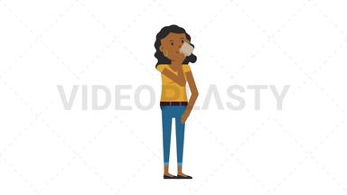 Black Casual Woman Drinking Coffee Stock Animation