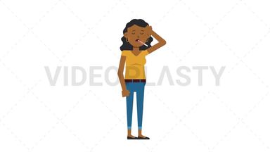 Black Casual Woman Fever Stock Animation