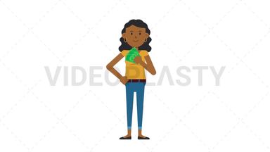 Black Casual Woman Holding Cash Stock Animation