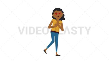Black Casual Woman In Love Stock Animation