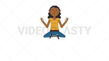 Black Casual Woman Meditating Stock Animation
