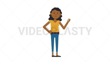 Black Casual Woman OK Stock Animation