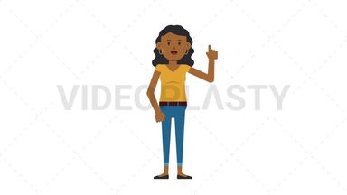 Black Casual Woman Pointing Above Stock Animation