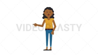Black Casual Woman Pointing Left Stock Animation