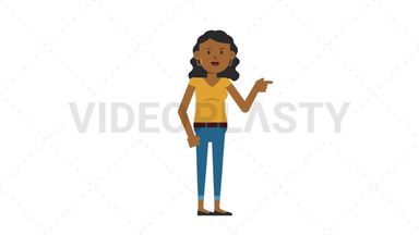 Black Casual Woman Pointing Right Stock Animation