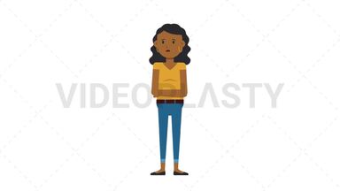 Black Casual Woman Sad Stock Animation