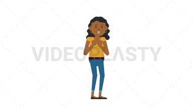 Black Casual Woman Scared Stock Animation