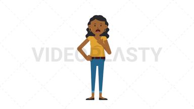 Black Casual Woman Shortness of Breath Stock Animation