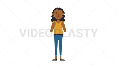 Black Casual Woman Surprised Stock Animation