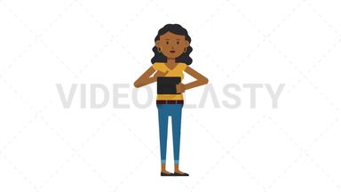 Black Casual Woman Using Tablet Happy Stock Animation