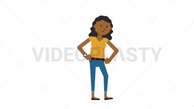 Black Casual Woman Waiting Stock Animation