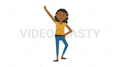 Black Casual Woman Warmup Exercise Stock Animation