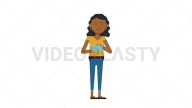 Black Casual Woman Washing Hands Stock Animation