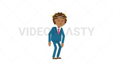 Black Corporate Man Being Dizzy Stock Animation