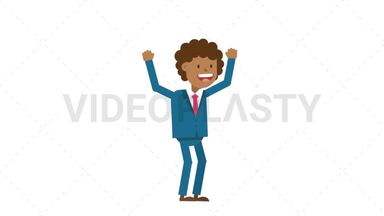Black Corporate Man Being Happy Stock Animation