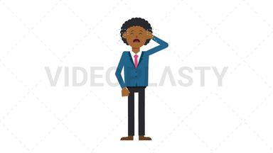 Black Corporate Man Crying Stock Animation