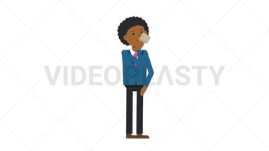 Black Corporate Man Drinking Coffee Stock Animation