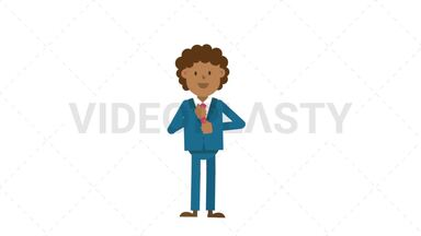 Black Corporate Man Fixing His Necktie Stock Animation
