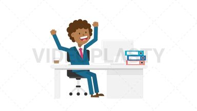 Black Corporate Man Happy With His Work Stock Animation