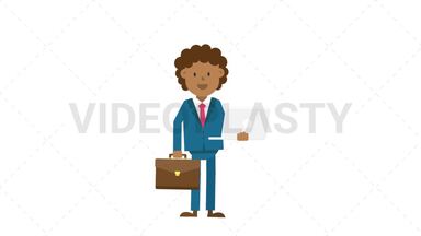 Black Corporate Man Holding a Laptop and Suitcase Stock Animation