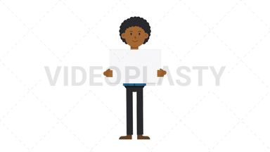 Black Corporate Man Holding Poster Stock Animation