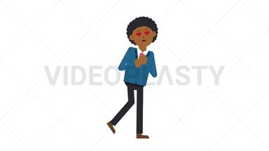 Black Corporate Man In Love Stock Animation