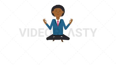 Black Corporate Man Meditating Stock Animation