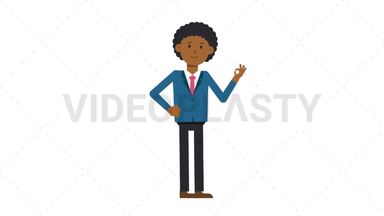 Black Corporate Man OK Stock Animation