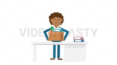 Black Corporate Man Packing His Things Stock Animation