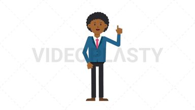 Black Corporate Man Pointing Above Stock Animation