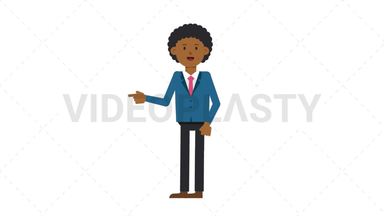 Black Corporate Man Pointing Left Stock Animation
