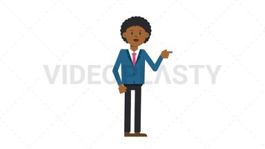 Black Corporate Man Pointing Right Stock Animation