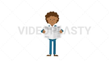 Black Corporate Man Reading a Newspaper Stock Animation