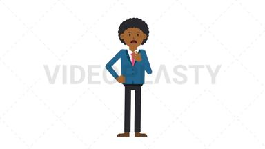 Black Corporate Man Shortness of Breath Stock Animation