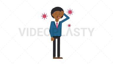 Black Corporate Man Sick with Covid Stock Animation