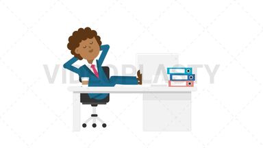 Black Corporate Man Sleeping at Work Stock Animation