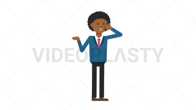 Black Corporate Man Talking on Phone Angry Stock Animation