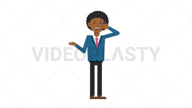 Black Corporate Man Talking on Phone Happy Stock Animation