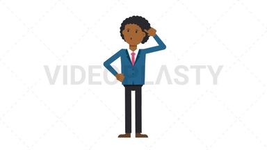 Black Corporate Man Thinking Stock Animation